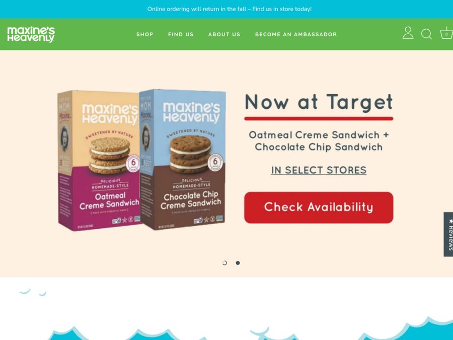 Maxine's Heavenly website homepage